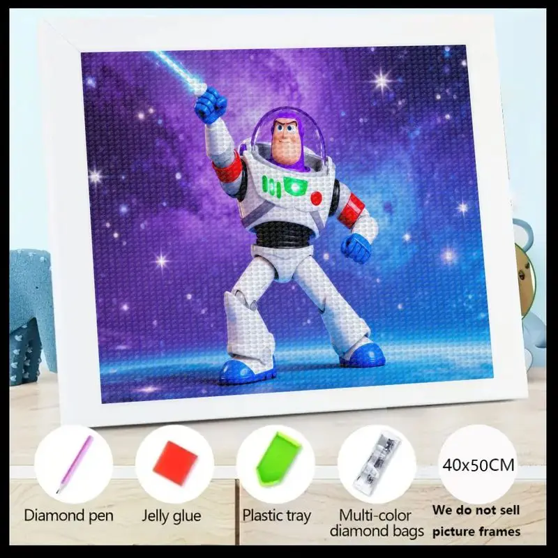 

1PC 5D Full Drill Diamond Painting Kit, Buzz Lightyear from Toy Story Space Adventure Theme, DIY Crystal Gem Painting Set 40x50C