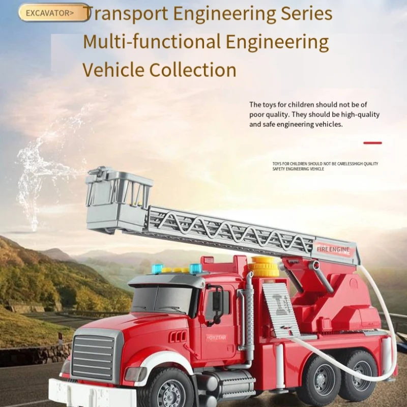 Large Size Inertia Flatbed Trailer Toy Rescue Engineering Transport Truck Road Hauling Construction Vehicle Educational Toy