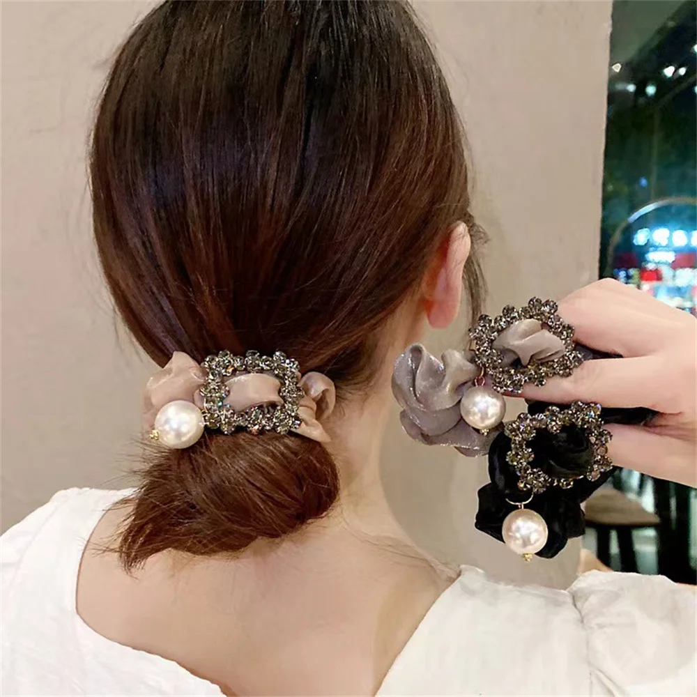 Organza Large Intestine Hair Ring Retro Head Rope Female Ball Hair Rope Elastic Hair Bands Temperament Hair Accessories