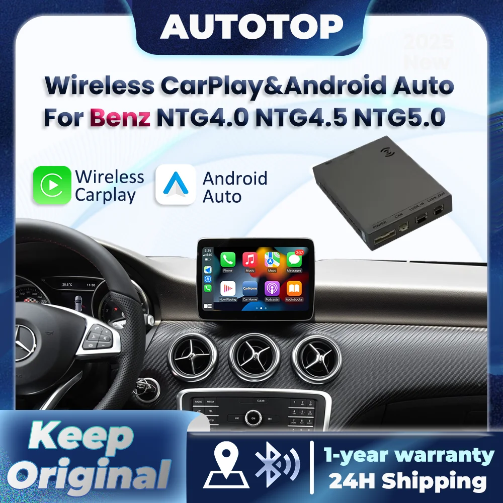 Module sans fil CarPlay Android Auto pour Mercedes Benz A B C E S GLA GLC GLS GLK SLK W117 W176 W207 W246 W212 W204 W218 NTG 4.0 NTG4.5 NTG5.0 BT GPS Décodeur de voiture