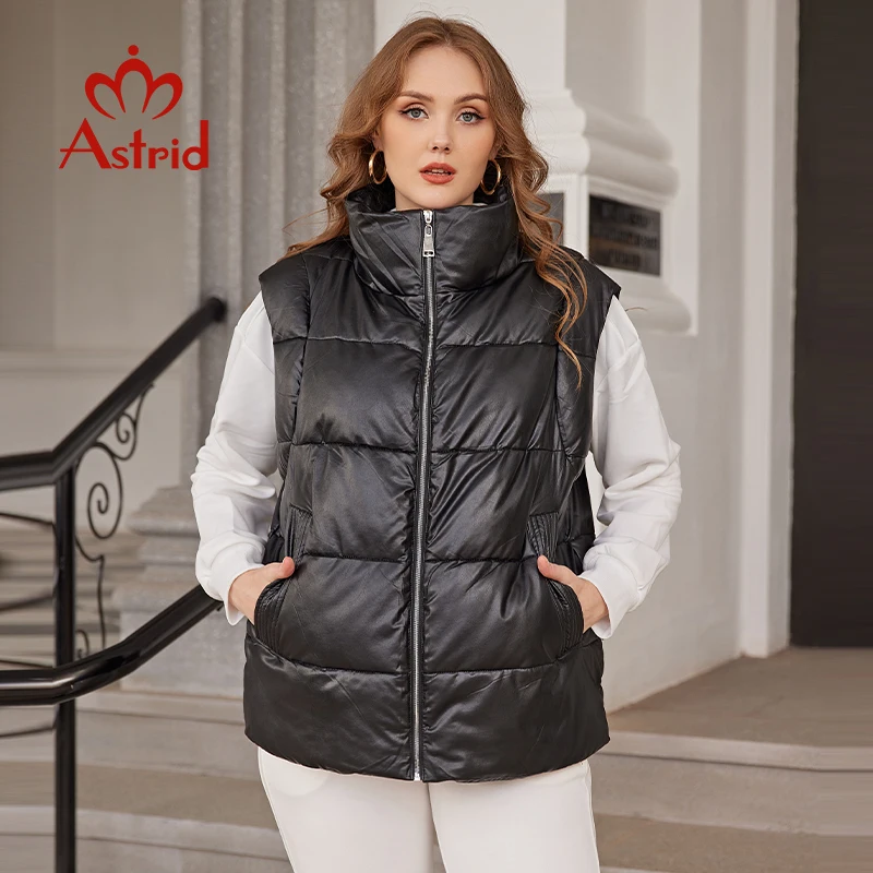 Astrid 2022 Women's Winter Coats Sleeveless High Quality Thin Cotton Down Jacket Vest Coat For Women Warm Outerwear AR-E10312