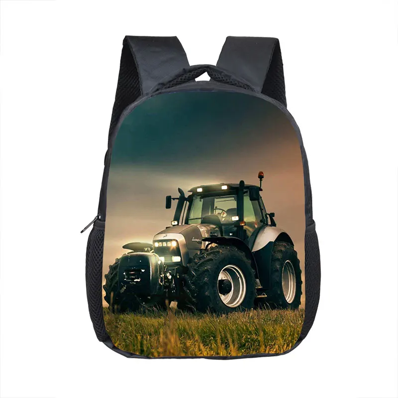 16 Inch Farm Tractor Print Children School Bags Boys Girls Kindergarten Backpack Baby Toddler Bags Kids Book Bag Beautiful Gift