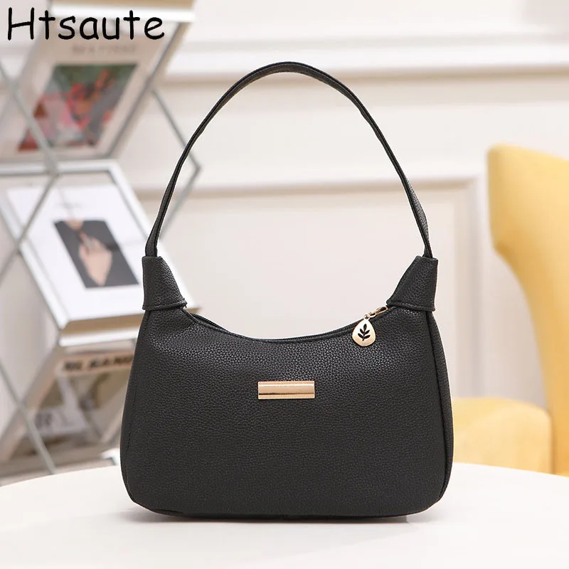 

Lightweight PU Leather Women Shoulder Bag Solid Color Hobos Handbags Leisure Underarm Armpit Bag Fashion Exquisite Shopping Bag