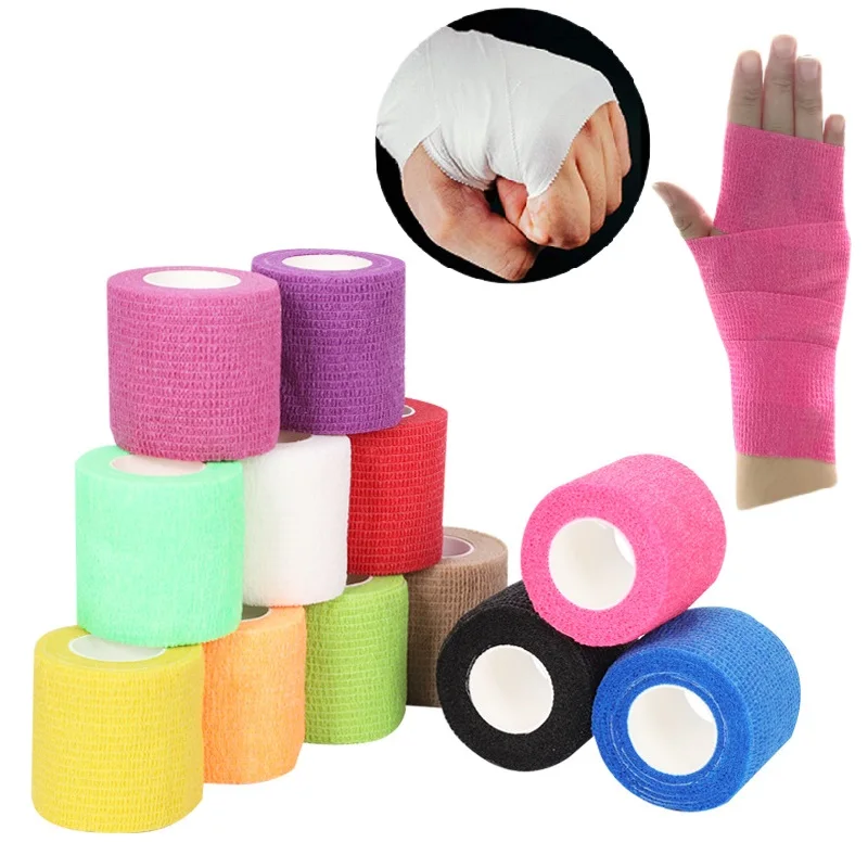 1Roll 2.5/5/10cm*4.8m Gauze motion Bandage Self-adhesive Breathable Elastic Bandages for Sports Fixing Finger Wrist Leg