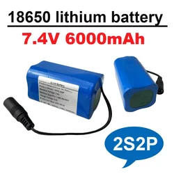 2S2P 7.4 V 6.0AH 18650 battery pack suitable for remote control fish locators, bait, boats, spare parts, toy accessories