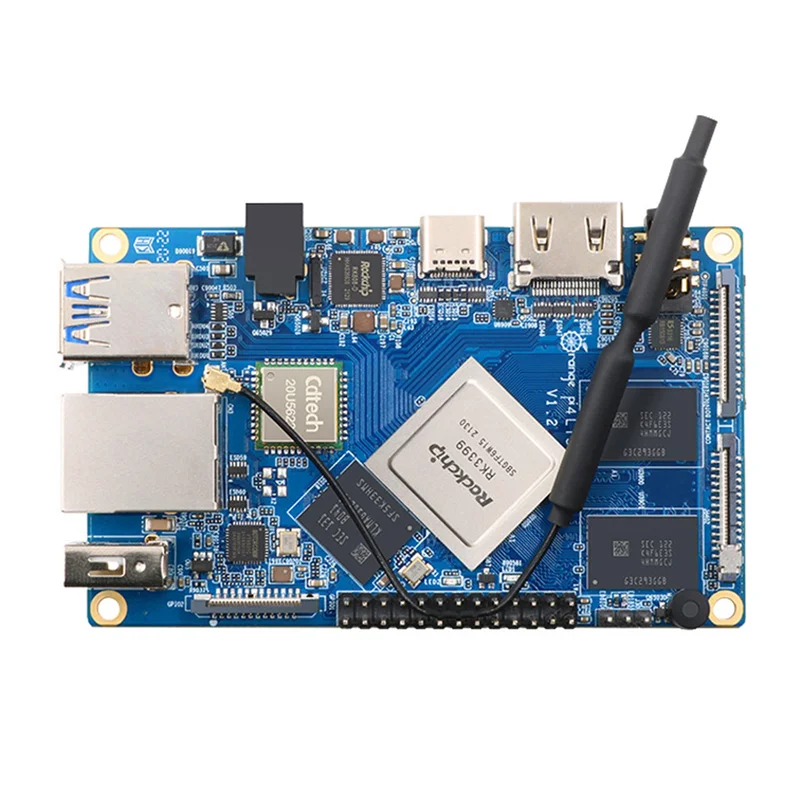 For Orange Pi 4 LTS Development Board RK3399 Chip Motherboard 4G Memory 16G EMMC with Shell+Cooling Fan+Heat Sink