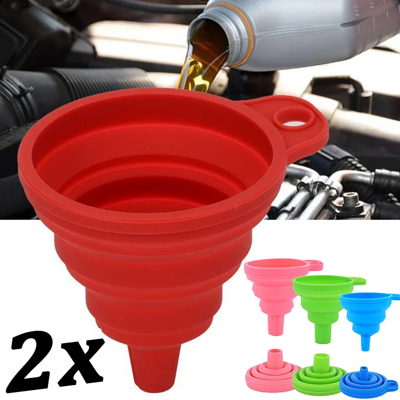 

2Pcs Universal Silicone Liquid Funnels Portable Auto Engine Oil Petrol Change Funnel Household Oil Pot Funnel Car Accessories