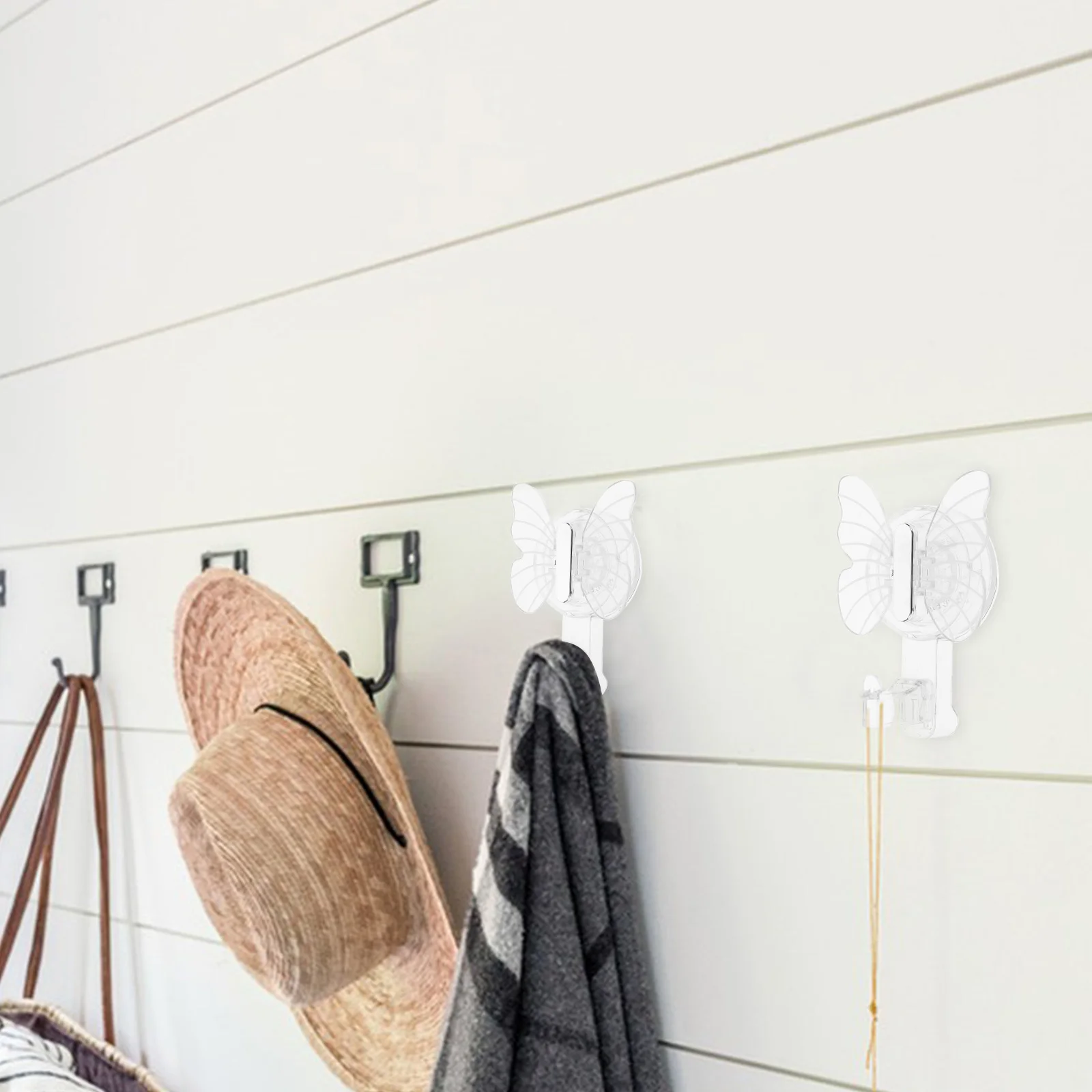 

No Drill Hooks Suction Cup Design Bathroom Kitchen Wall Hangers Clear Punch Free Towel Hanger Suction Cup Hooks for Shower