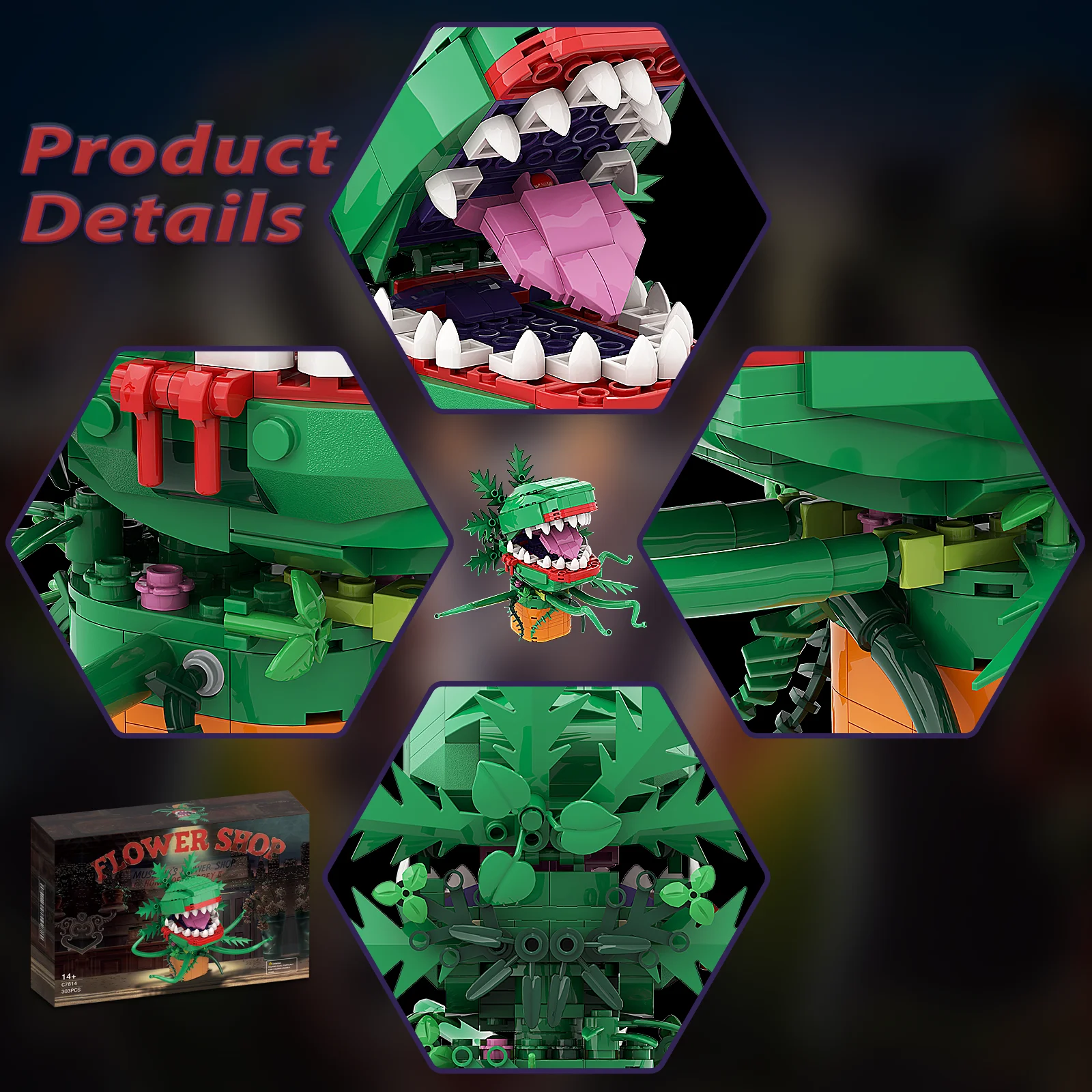 Audrey II Building Blocks Set, Piranha Flower Little Shop of Horrors Building Kit, Toys Gifts for Boys Girls Kids Adult 303 PCS