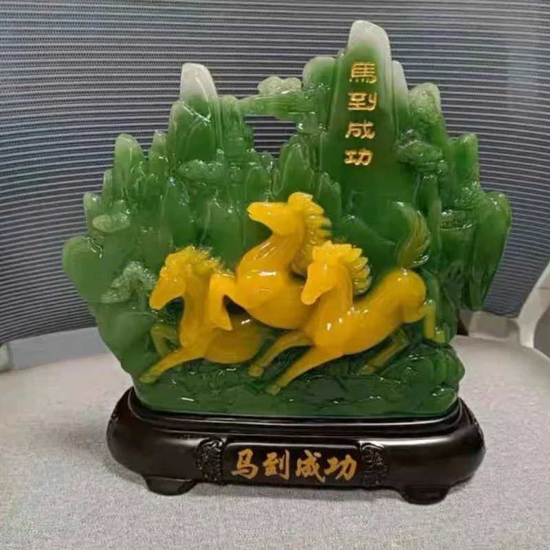 2023 Business Xinglong Home Living Room Bar Club Company Office Desk Lucky Decoration Resin JADE win instant success Decorated