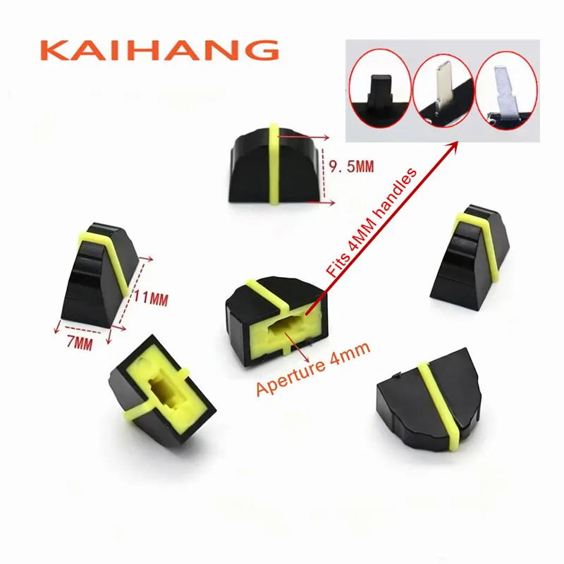 10PCS Mixer Fader Cap 4mm Hole linear sliding potentiometer Knob Rubber Plastic Audio Console EQ Push Rod Cap For DJ Console