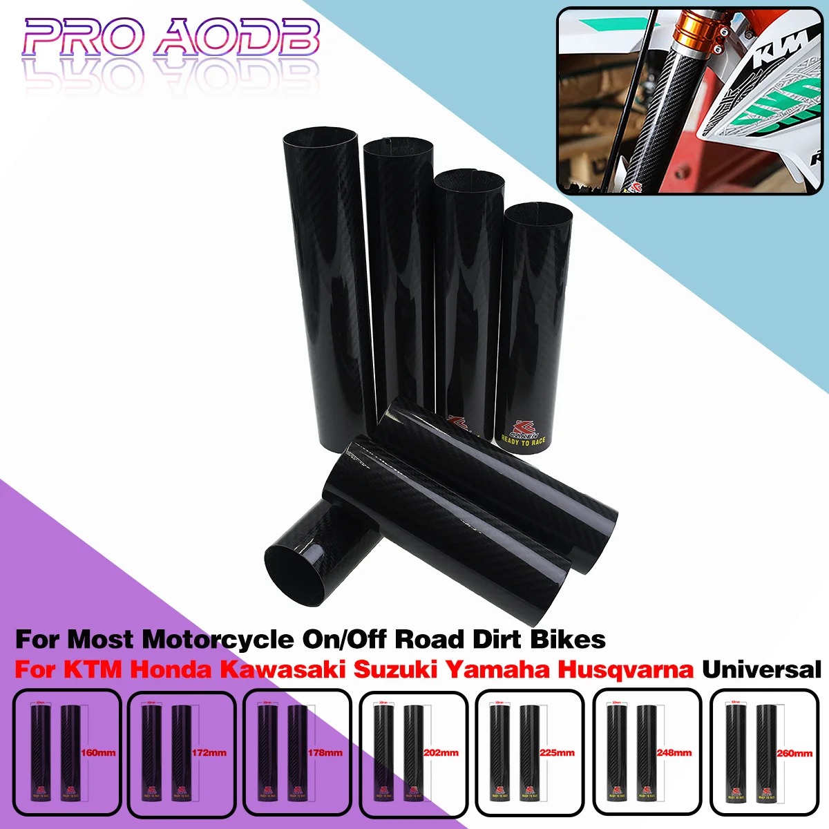 Motorcycle 160-260MM Carbon Fiber Adjustable Front Fork Shock Guard Protector For KTM EXC SX SXF XC XCF XCW 125 250 350 450 530