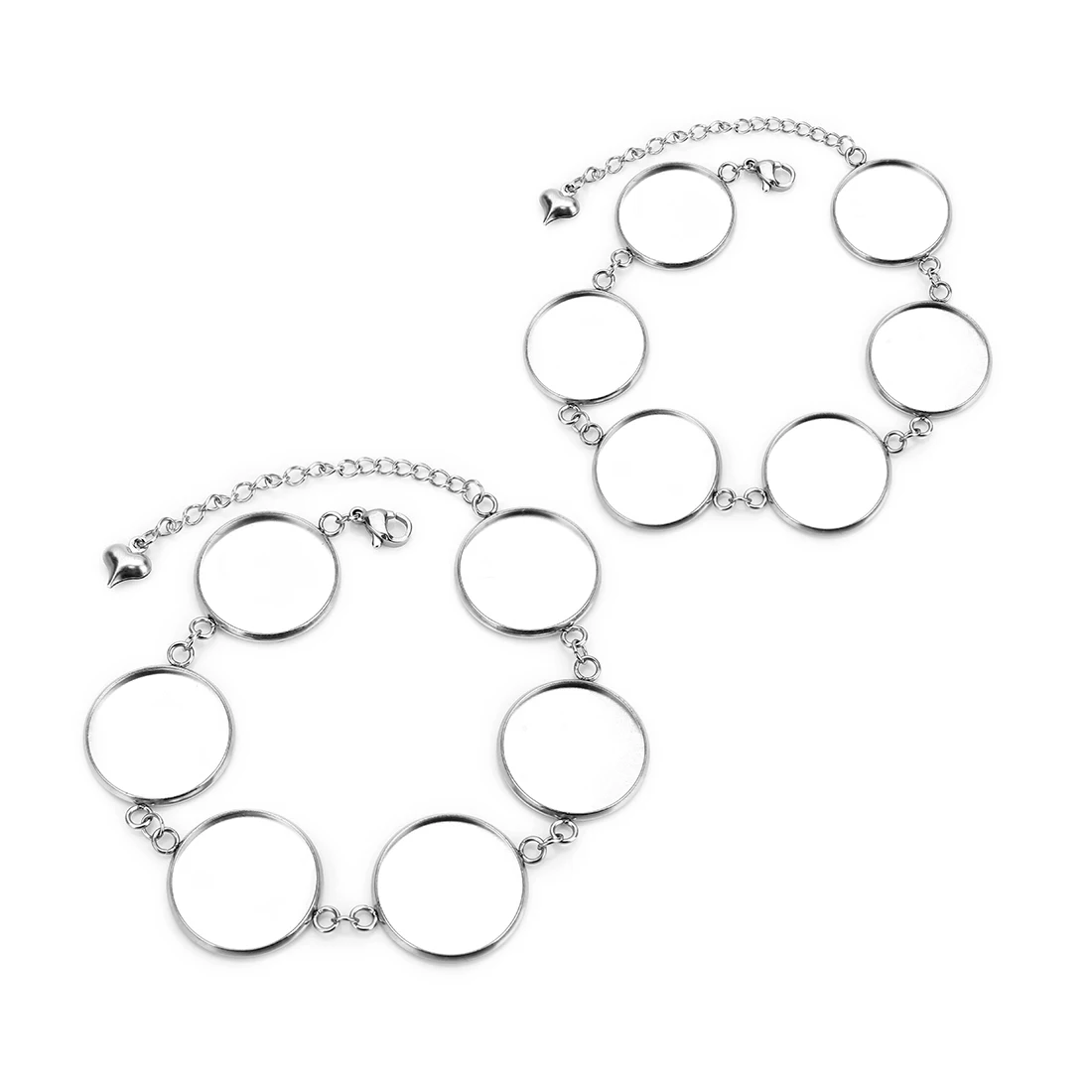 Bracelet en acier inoxydable, 5 pièces/lot, 14/18/20mm, cabochon rond blanc, base de réglage de perles, accessoires de bijoux à bricoler soi-même