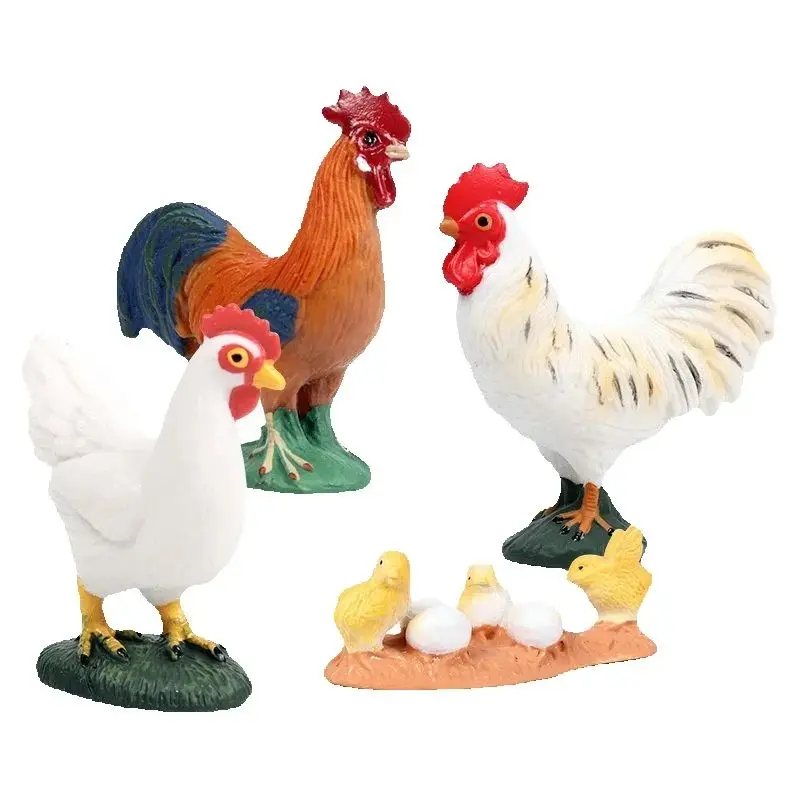 Simulation Cute Poultry Farm Animals figures Model Duck Goose Hen Chicken Cow Pig Miniature Action Figure Toy Xmas Gift For Kids