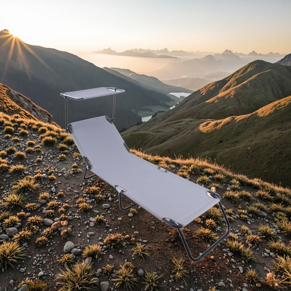 

Portable Multifunctional Metal Frame Nap Bed with Sunshade Foldable for Outdoor Camping Beach Office Hospital or Bedroom Use