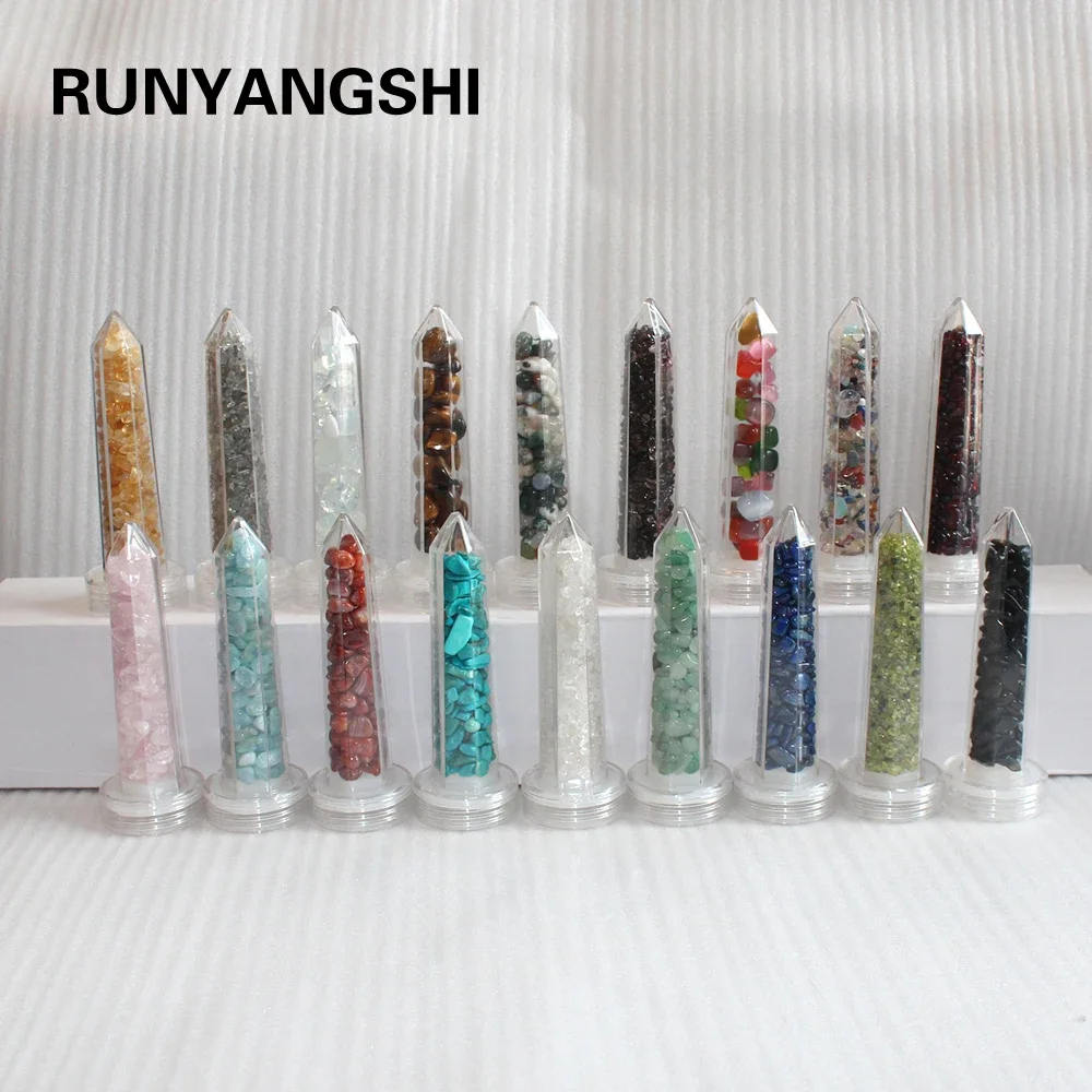 All kinds of Natural Crystal Stone Gravel quartz semiprecious stones Water Cup and Bottle Decoration Hexagonal point replace Gem