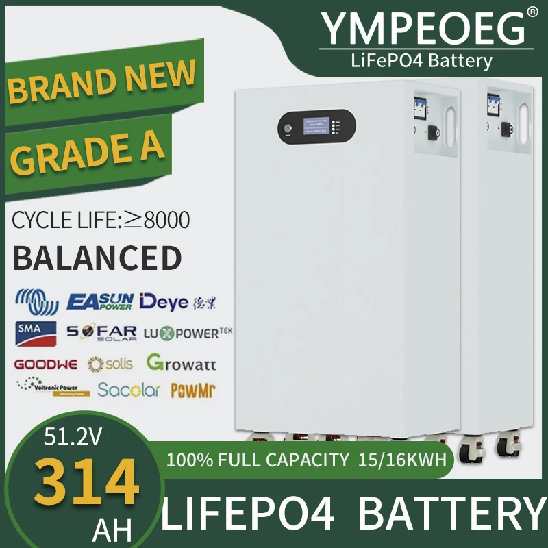 

48V280Ah/314Ah 8000 Cycles Brand New Grade A LiFePO4 Battery Pack 100% Full Capacity Built-in BMS 10 Years Warranty Solar Bank