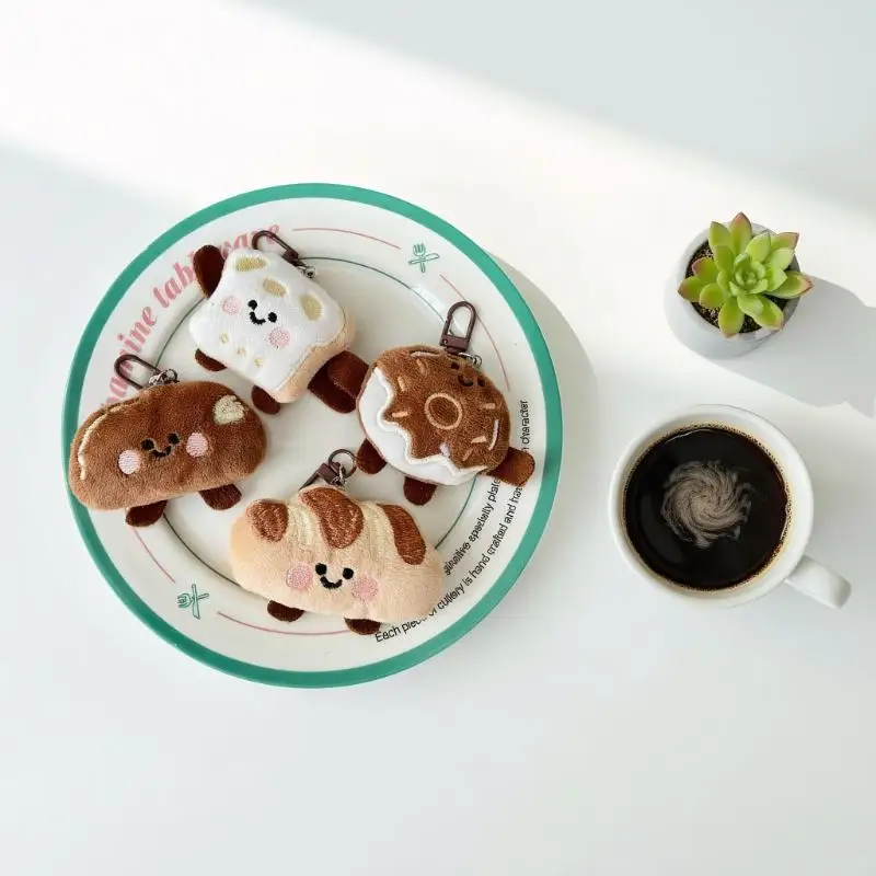 Leuke Cartoon Donut Brood Pluche Decoratie Hanger Sleutelhanger Kawaii Gesimuleerde Voedsel Gevulde Pop Rugzak Hanger Accessoires Geschenken