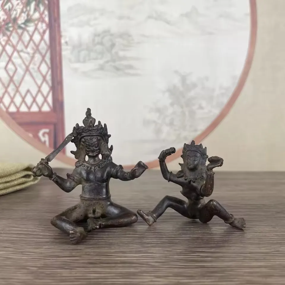 Metal statue Double cultivation Buddha Length approximately 6.2cm, width approximately 4cm, height approximately 6.5cm, 143g