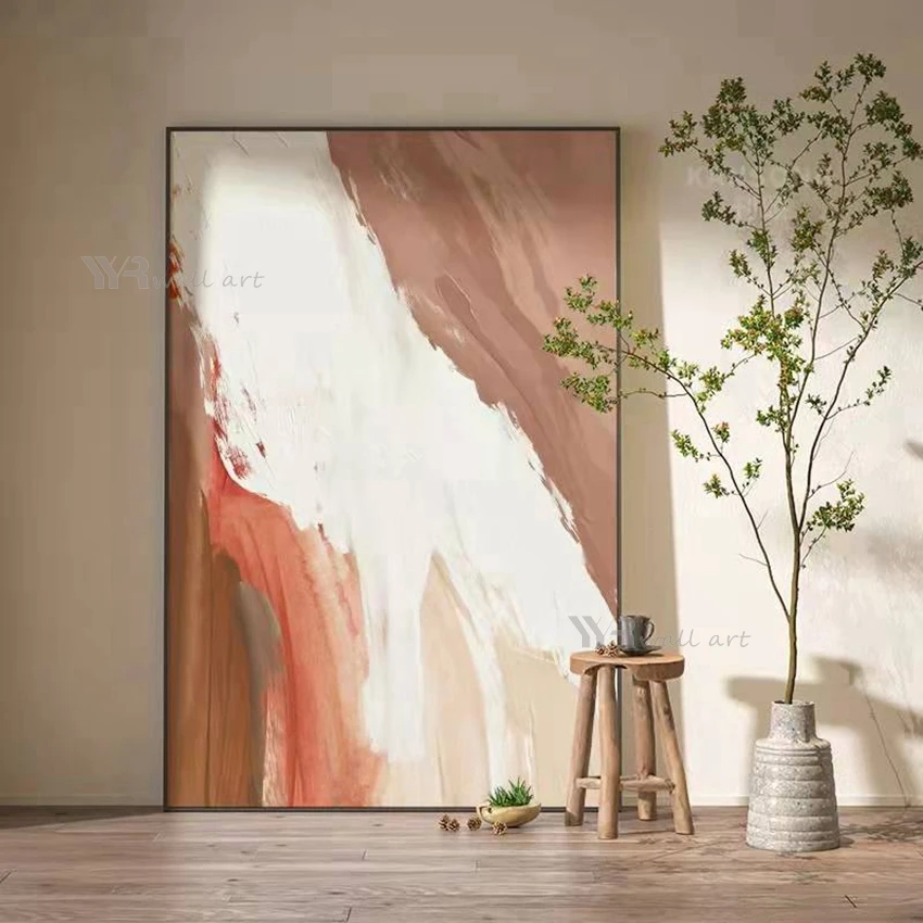 Warm Color Art Deco Painting Abstract Handmade Canvas Oil Painting Modern Minimalist Wall Poster Living Room Bedroom Porch Mural