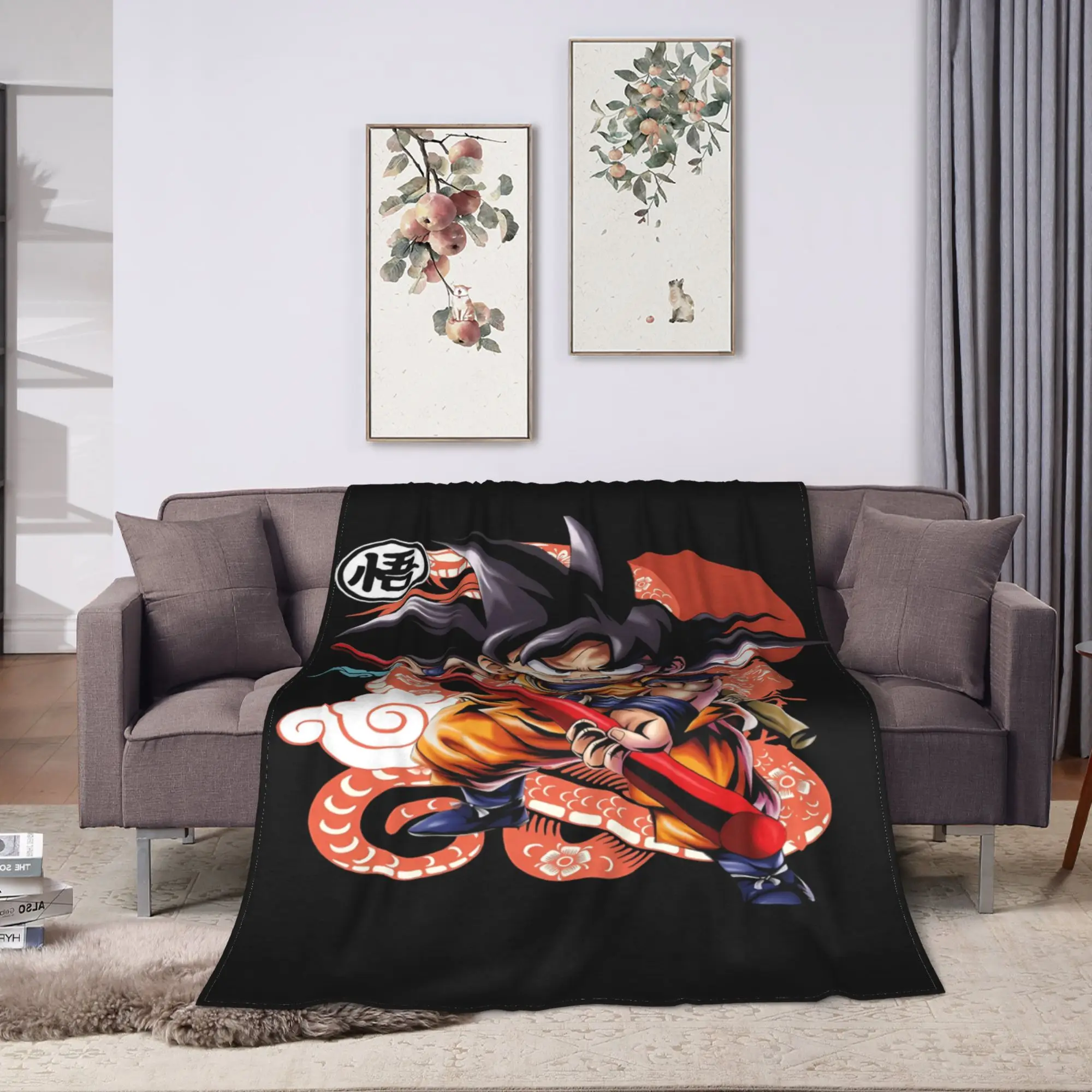 Multi-Character Collage D-Dragon B-Ball Flannel Blanket Autumn  Warm Throw Blanket Couch Chair Fluffy Bedspread Bed Cover