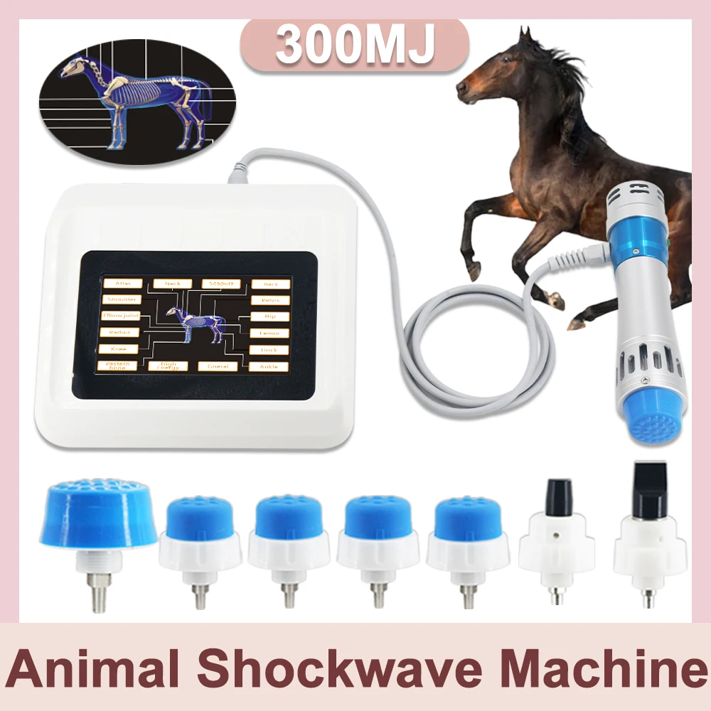 300MJ Shockwave Therapy Machine With 7 Head For Horse Body Massager Pain Removal Horse Animals Veterinary Shock Wave Device