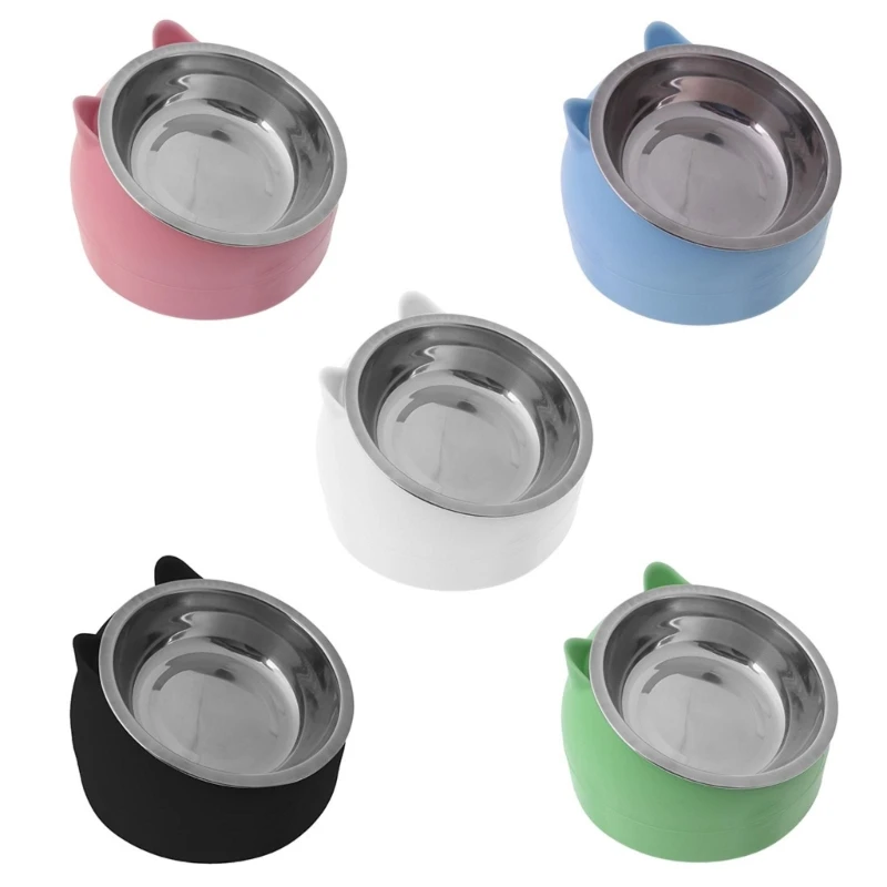 Stainless Steel for Cat Dog Bowl 15°Slanted Non-slip Pet Utensils Puppy Feeding Container Drop shipping