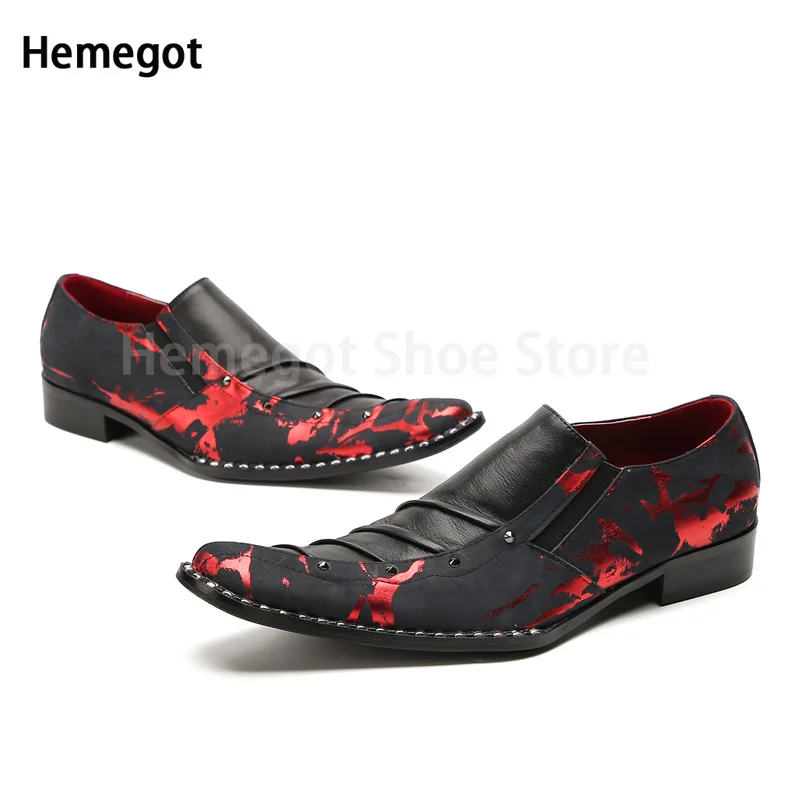 

Fuchsia Color Matching Leather Shoes Men's Loafers Non-Slip Heightened Breathable New Men's Banquet Leather Shoes New In