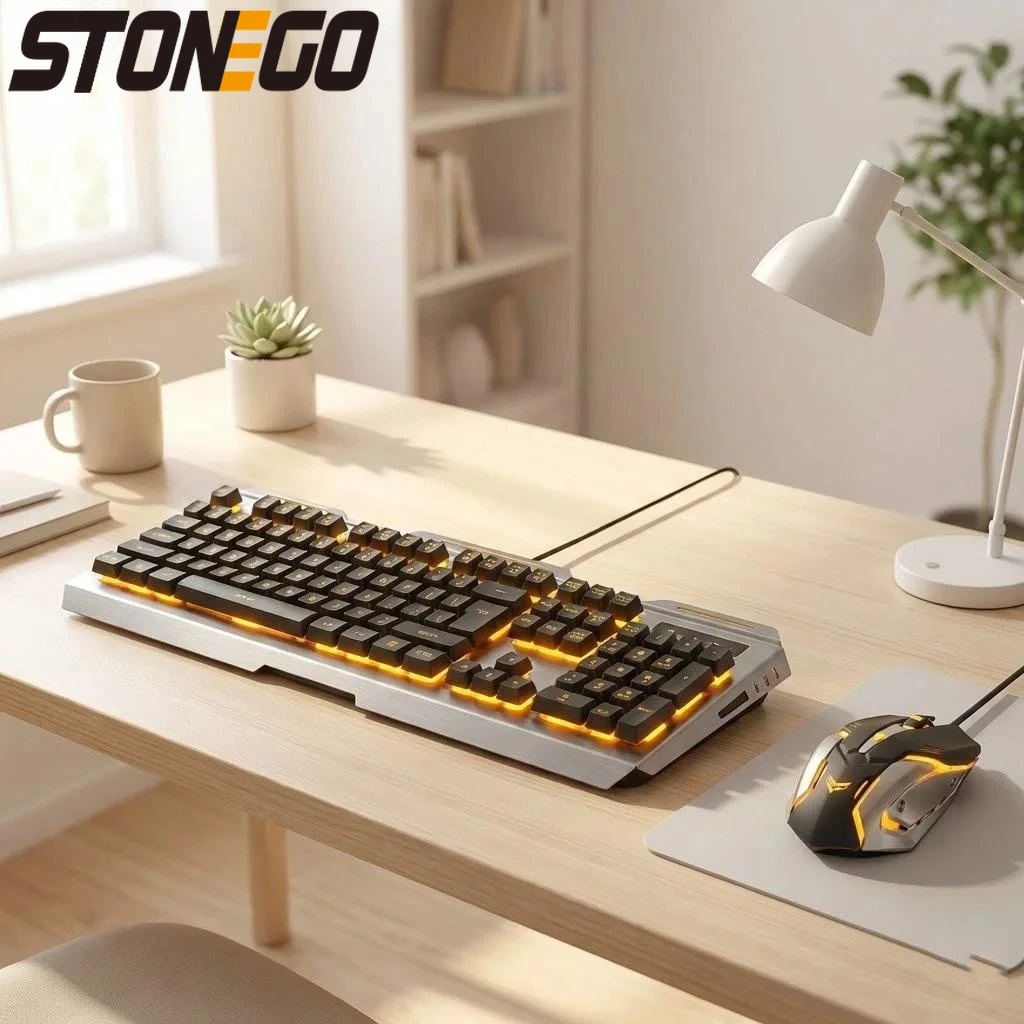 

Проводная механическая игровая клавиатура и мышь, эргономичный комплект для ПК и ноутбука, RGB-подсветка, полноразмерные клавиши