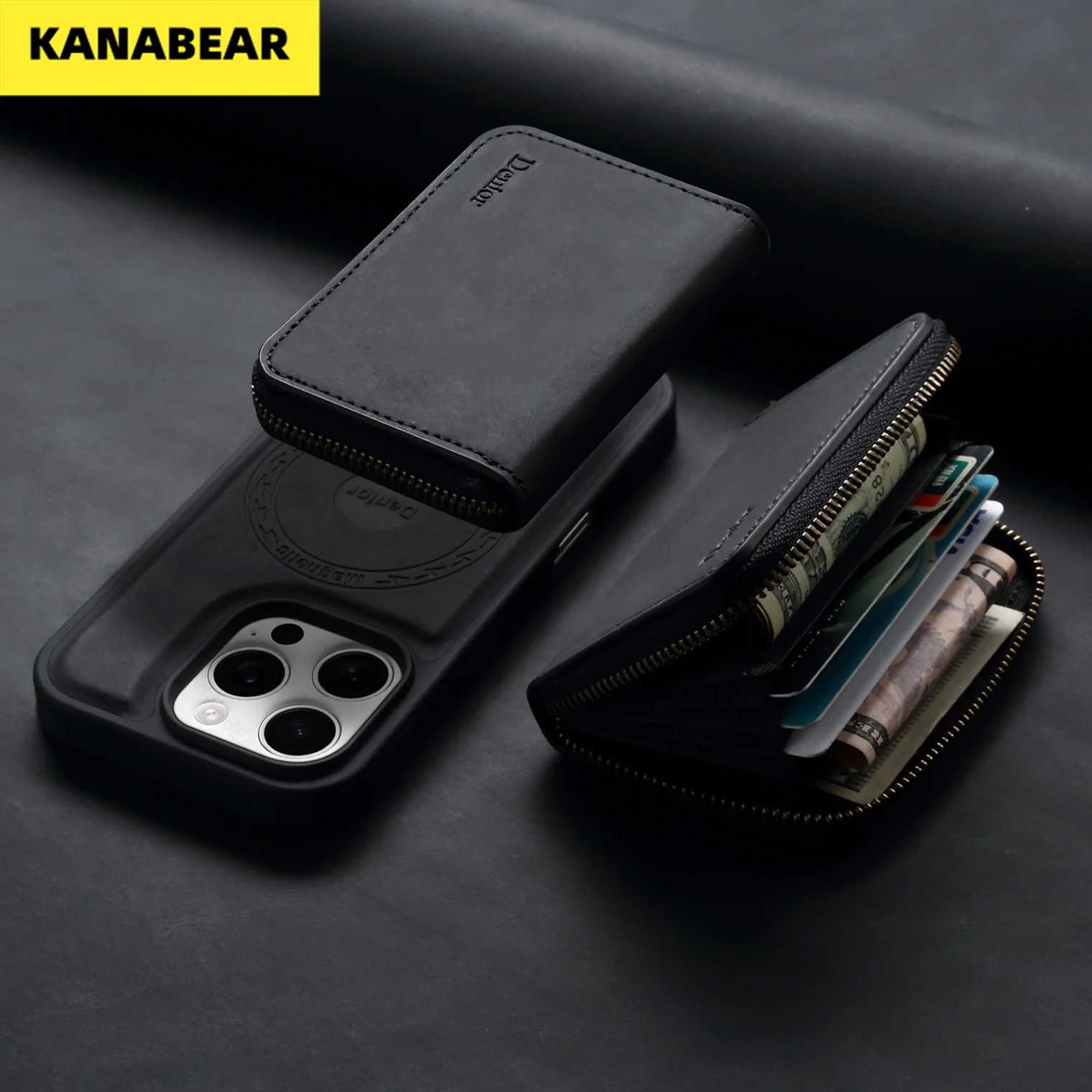 

Кожаный чехол-кошелек премиум-класса для iPhone 17 Pro Max/16/15/14, подставка MagSafe с магнитным противоугонным слотом для карт