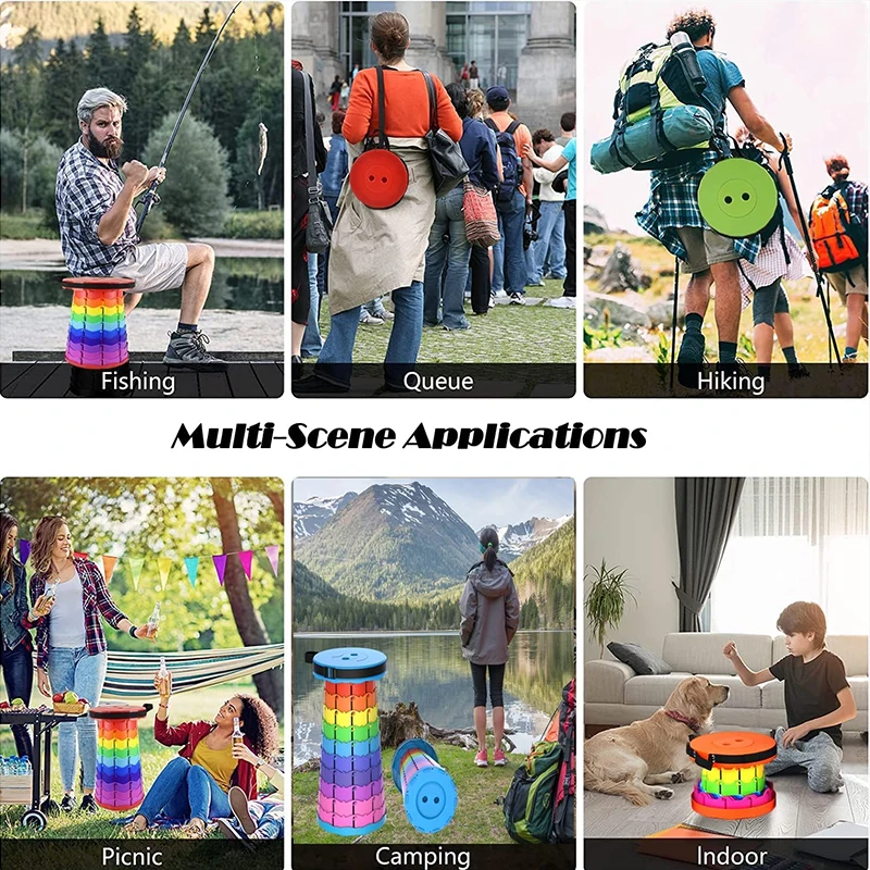 Portable Folding Telescopic Chair - Adjustable Height Practical Stool for Fishing Beach Camping Outdoor Activities