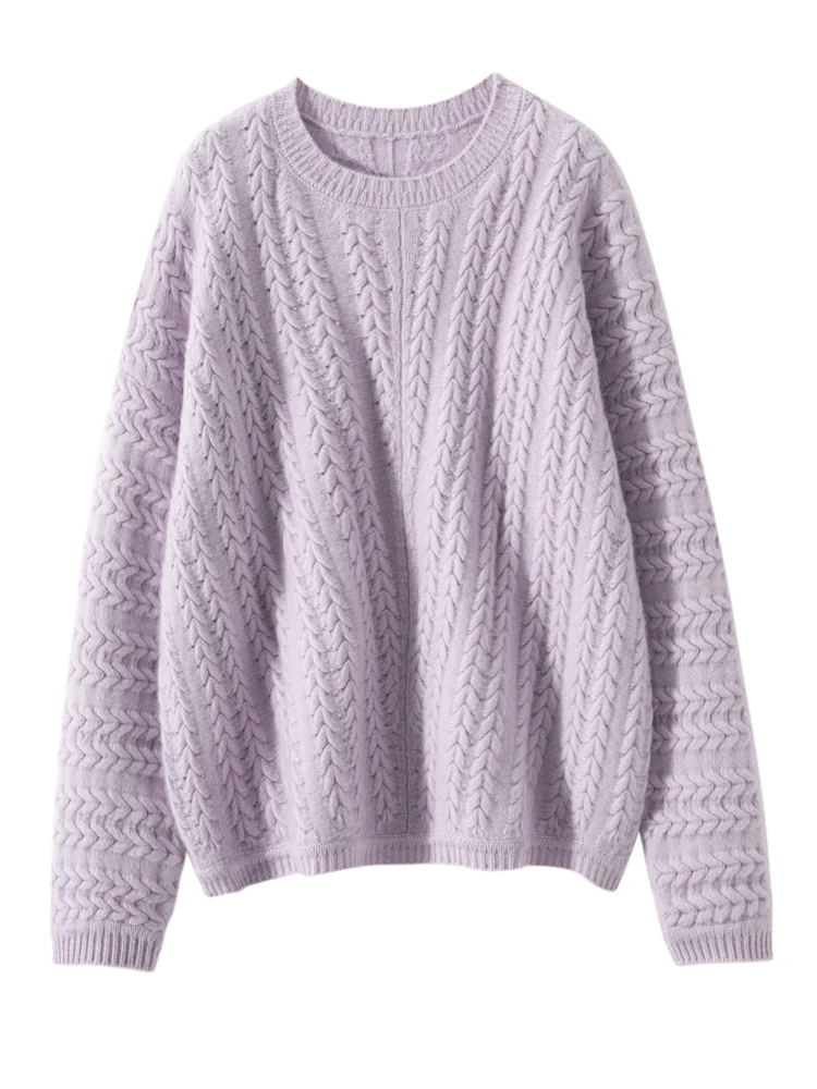 

TLOML женский 100% кашемировый свитер с круглым вырезом, тяжелый вязаный пуловер, осень-зима, мягкий теплый кашемировый трикотаж, свободный топ