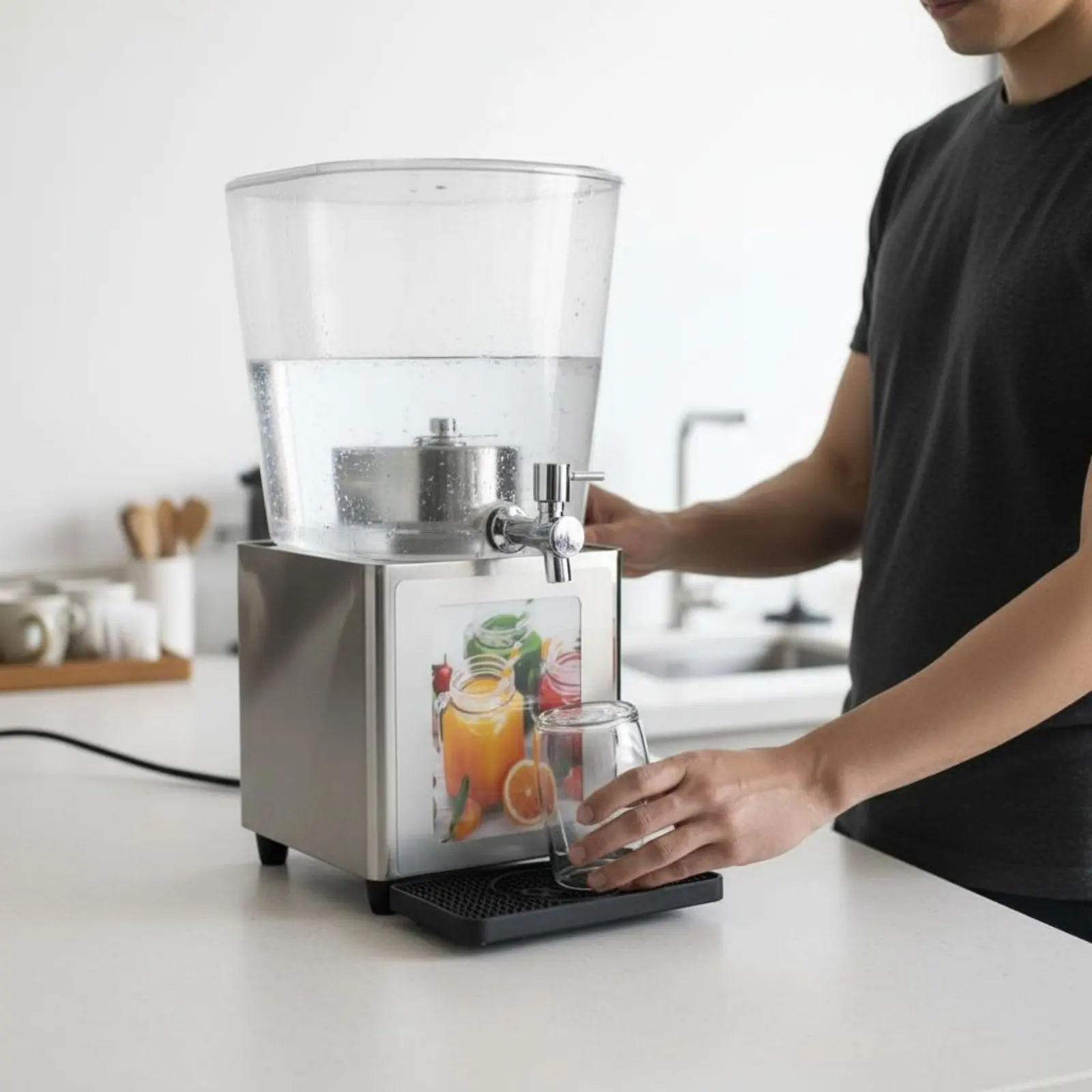 

Hot and Cold Beverage Dispenser Food-Grade Materials Electric Fruit Drink Dispenser Professional Drink Chiller for Hotel