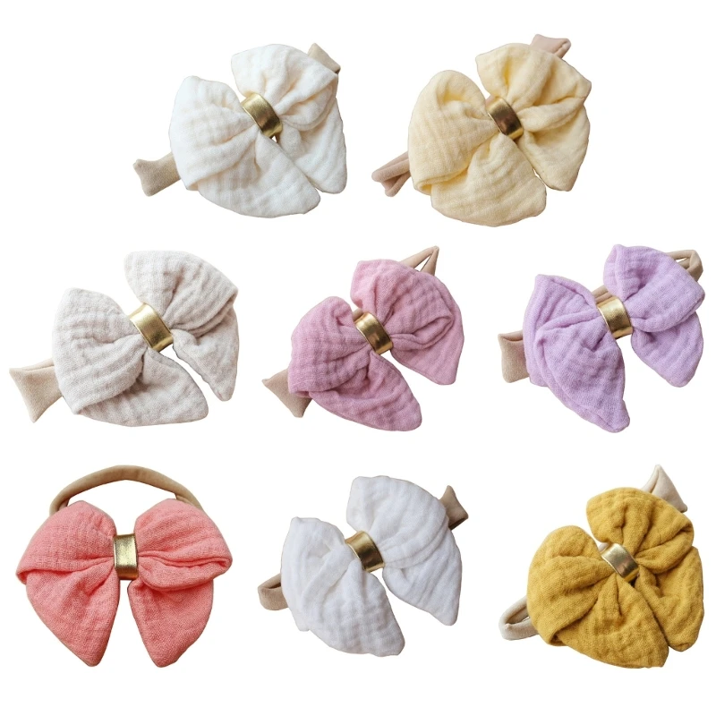 Trend Ruffled Bowknot Hairband for Baby Fashionable Infant Headband Elastic Hair Bands Shower Gift for Newborn Toddlers