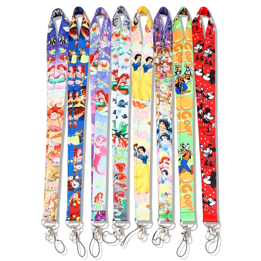5/6/8 Buah Set Tali Lanyard Anime Disney Stitch Tali Lanyard Ponsel Putri Kawaii Tali Leher Kartun Gantungan Kunci Tali Lanyard Kartu Hadiah Anak