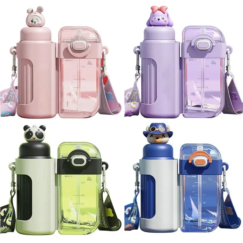 Insulated Bottle For Kids Large-Capacity Separable Leakproof Bottle Stainless Steel Liner Bottle Cartoon Insulated Bottle