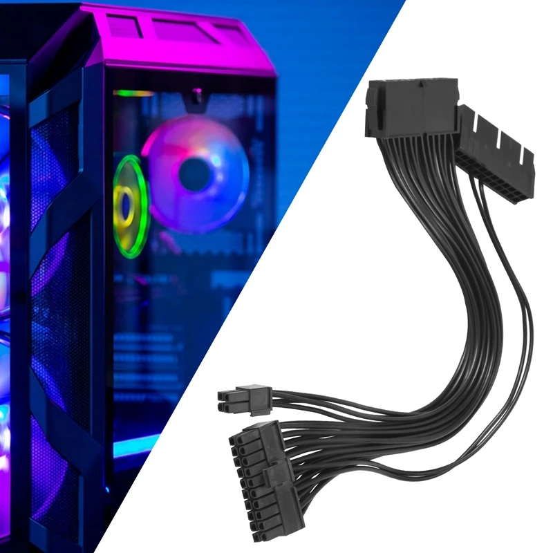 Dual Start Power Cord Dual Power Start Cord 30Cm Motherboard 24Pin Synchronous Power Cord 18AWG