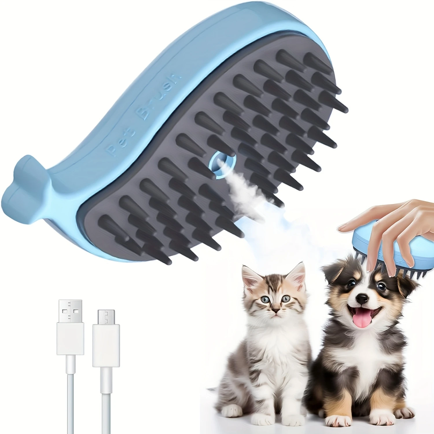 1pc USB Rechargeable Pet Grooming Brush, Steam Spray Cat Brush, Self-Cleaning, Massage Comb For Detangling And Loose Hair Remova