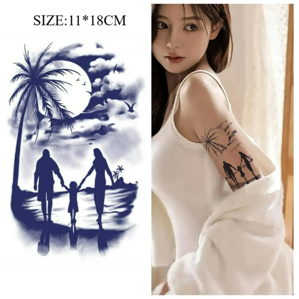 

Coconut Island Family Temporary Tattoos,Tattoo Stickers,Waterproof Long-Lasting 15 Days,Semi-Permanent Fake Tattoo,body art