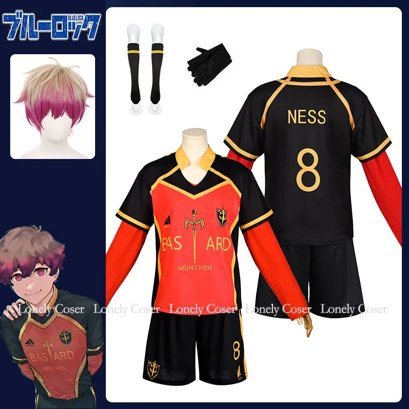 Alexis Ness Cosplay Costume Anime Blue Lock Wig Team Bastard Munchen No.8 Germany Football Jersey Uniform Men Boy Role Play AS11