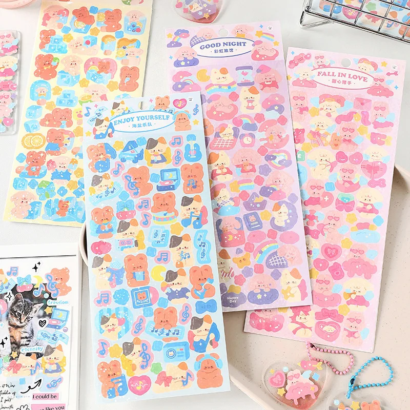 MOHAMM 1 Sheet Cute Cartoon Animal Stickers for Photocard Frame DIY Craft Collage Art Projects Journal Planners