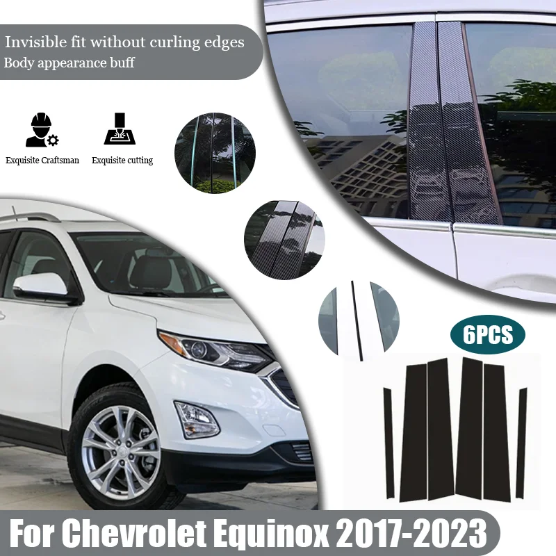 

For Chevrolet Equinox 20017-2023 2018 2019 6pcs Window Trim Covers Center Film Column B C Pillar Posts Sticker Car Accessories