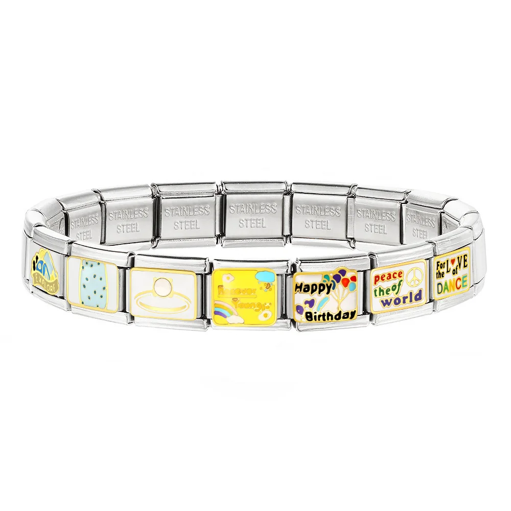 Bunte, trendige Liebes-, Tanz-, Glückskirschen- und Geburtstagsanhänger aus Edelstahl, passend für 9-mm-Schmuckketten, für die Herstellung von DIY-Armbändern und Geschenken. – Detail 1