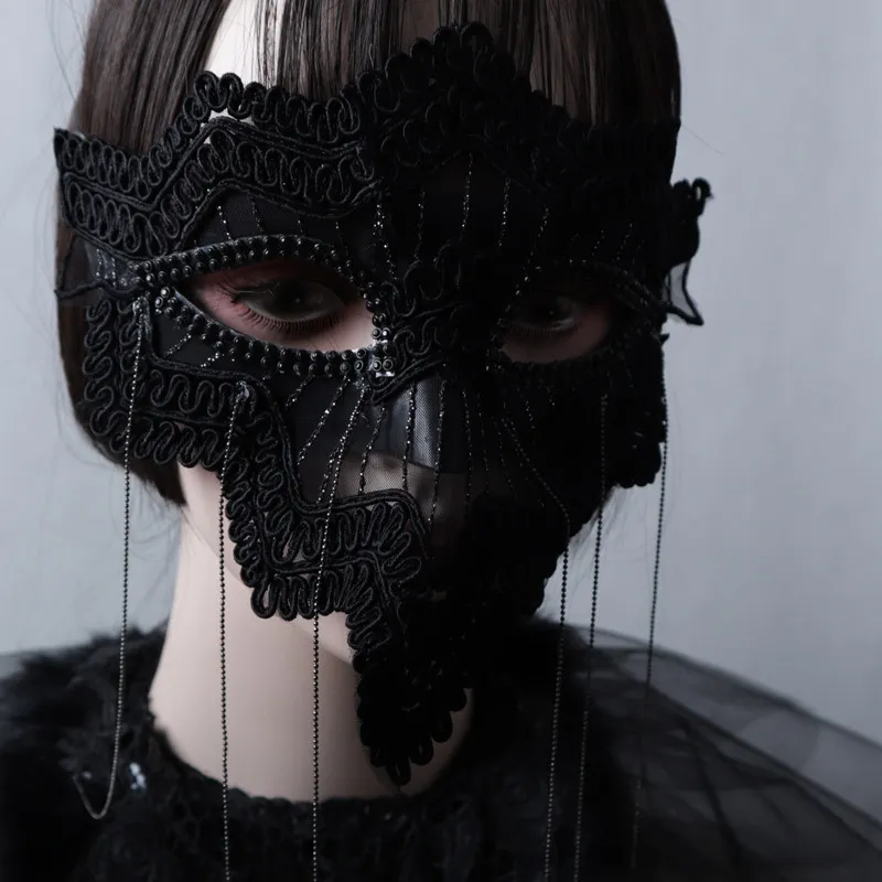 Maschera per travestimento da donna Costume di Halloween Puntelli per feste Cantante in maschera Carnaval Maschera per occhi in pizzo per balli di ballo
