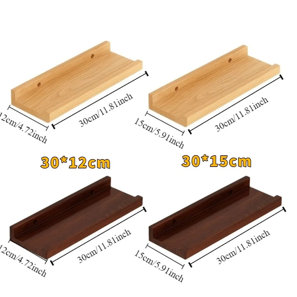 Space Saving Wooden Floating Shelf Decorative Rustic Display Stand Minimalist Style Wall Mounted Storage Rack Kitchen