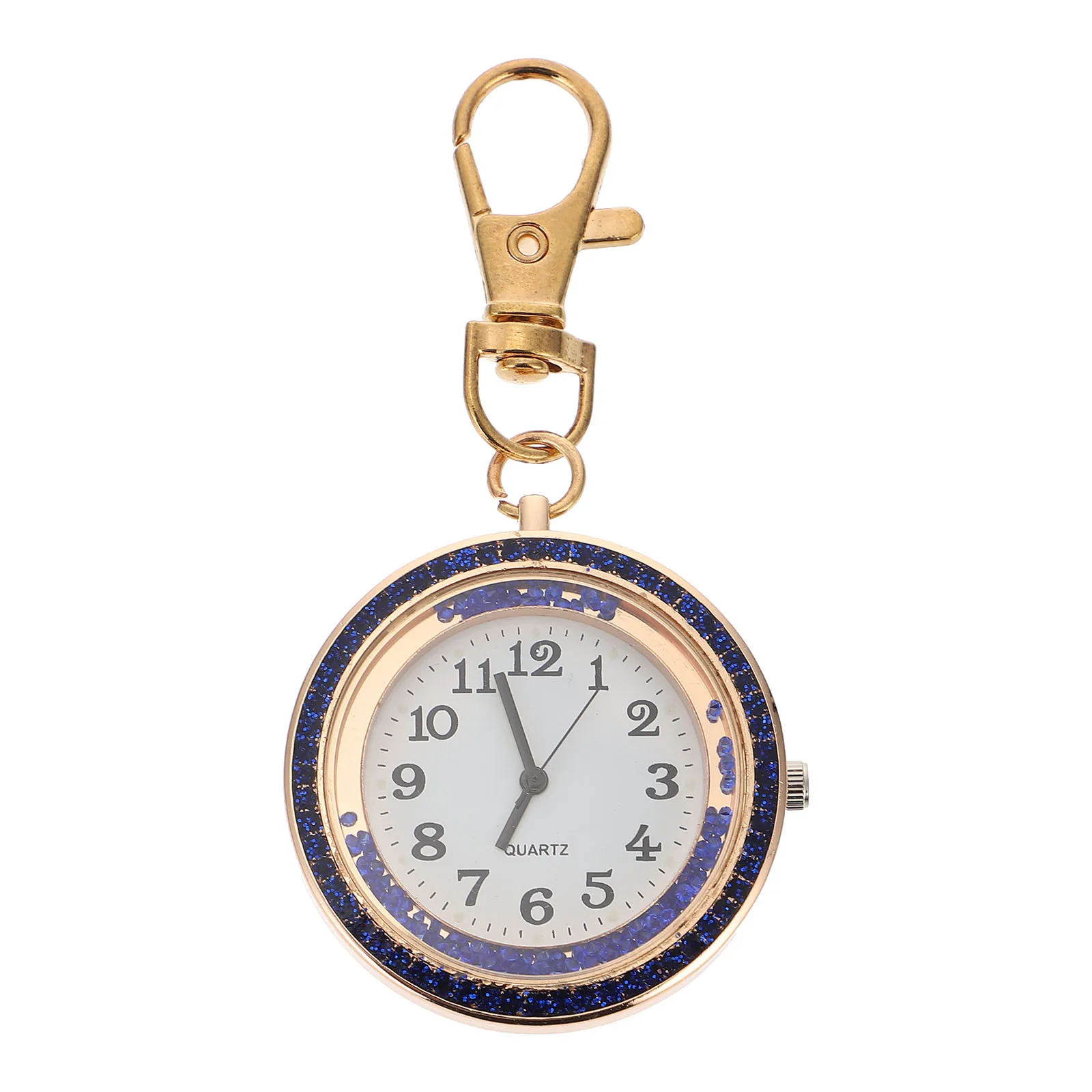 1pc Rhinestone Pocket Watch Hanging Keychain Quartz Nurse Doctor Gift Pendant Timepiece Unisex Student Portable Watch