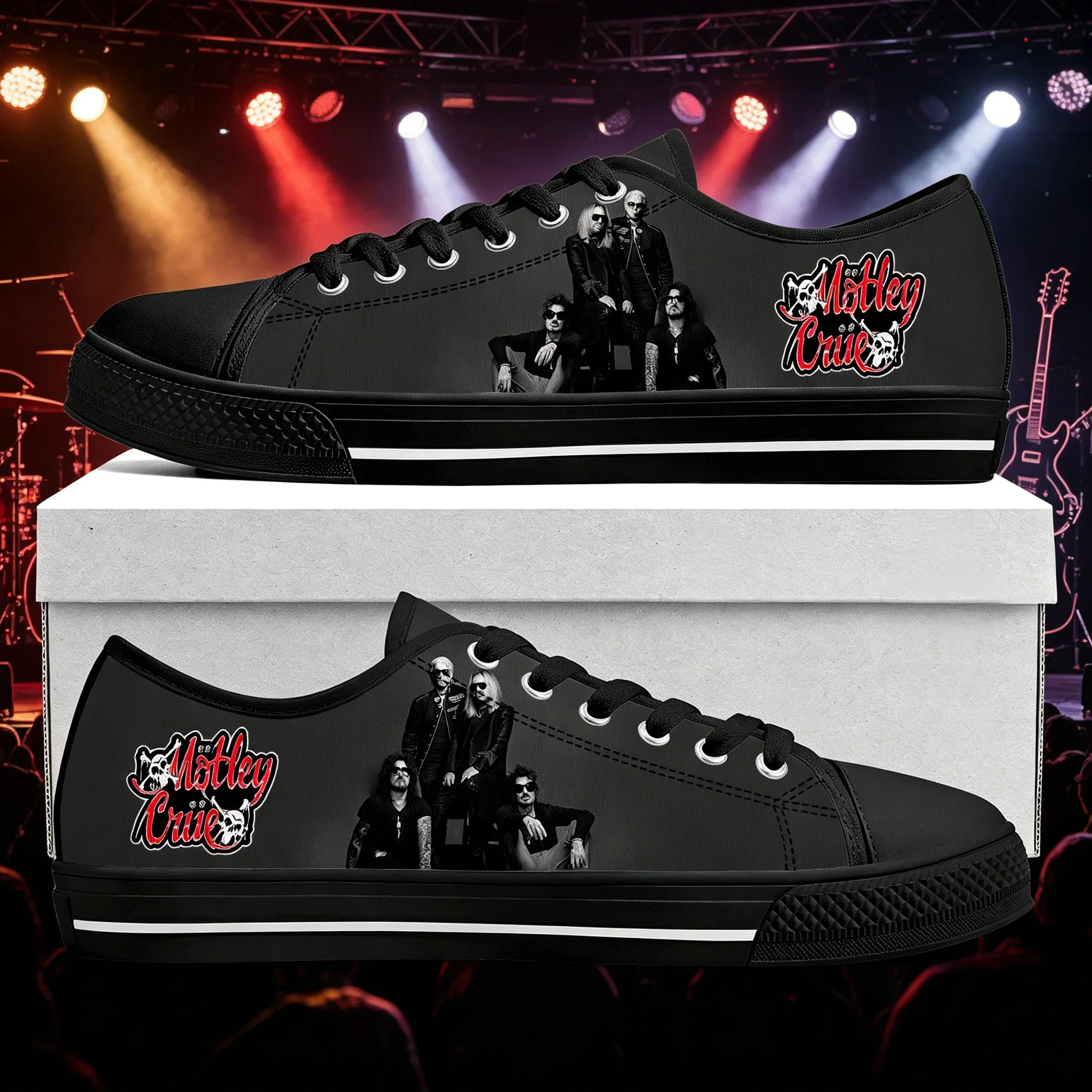 

Band 80S Metal Vintage Custom Low Top Sneakers 80s Metal Retro Style Unisex Breathable Lightweight Daily Walking Casual Fashion