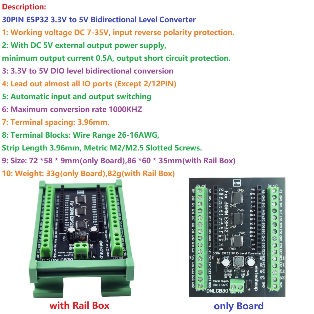 

Плата расширения преобразователя уровня на DIN-рейке для Arduino, Wi-Fi, IOT, умный дом, сделай сам, ESP32, 3,3 В до 5 В, двунаправленный, 1 МГц, DIO LvTTL TTL
