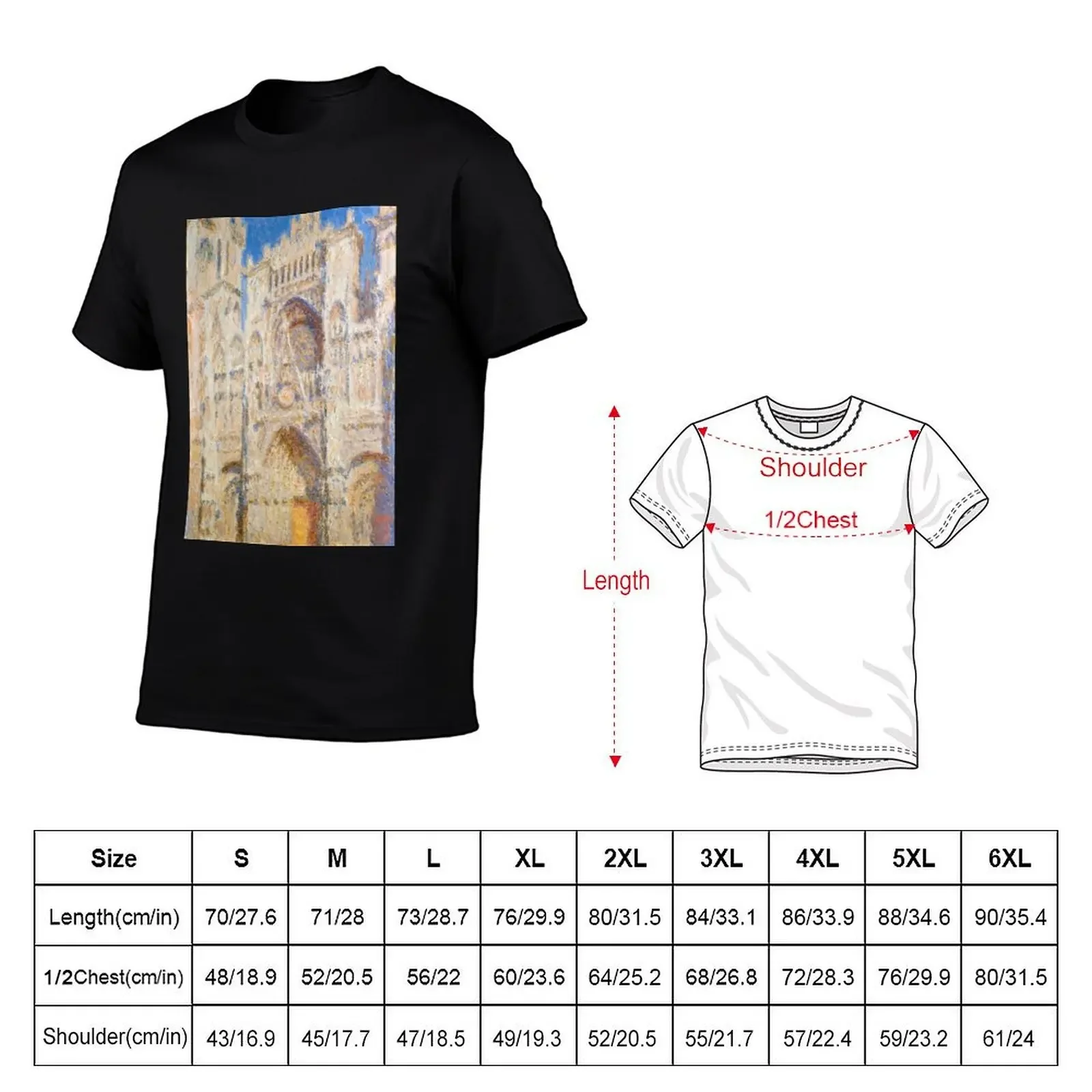 Rouen Cathedral, Facade (Sunset) Monet High Contrast T-Shirt tops summer clothes cheap stuff customizeds luxury clothes men