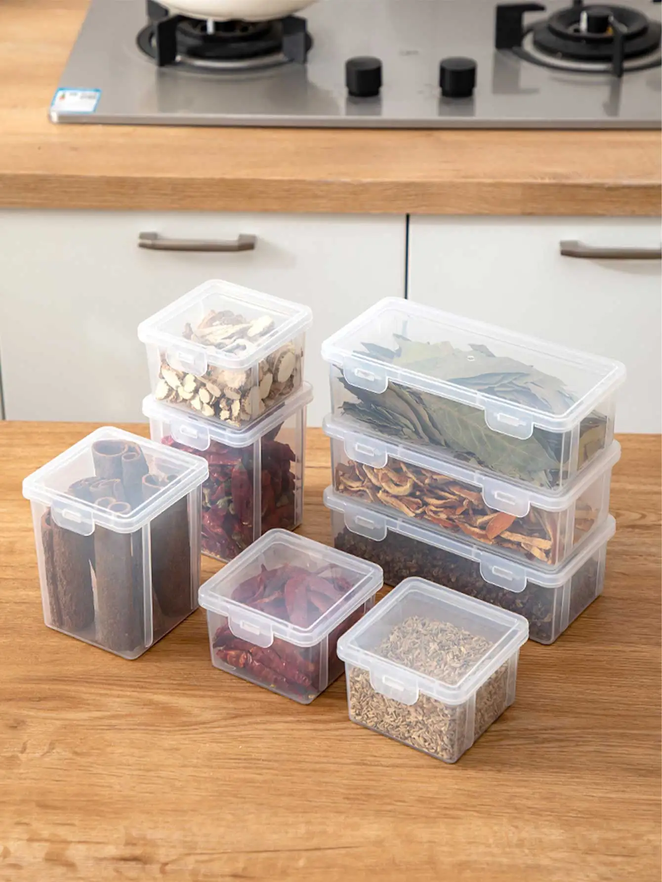 WORTHBUY Food Storage Box Preservation Box Multipurpose Seasoning Spice Storage Container Moisture-proof Kitchen Organizer